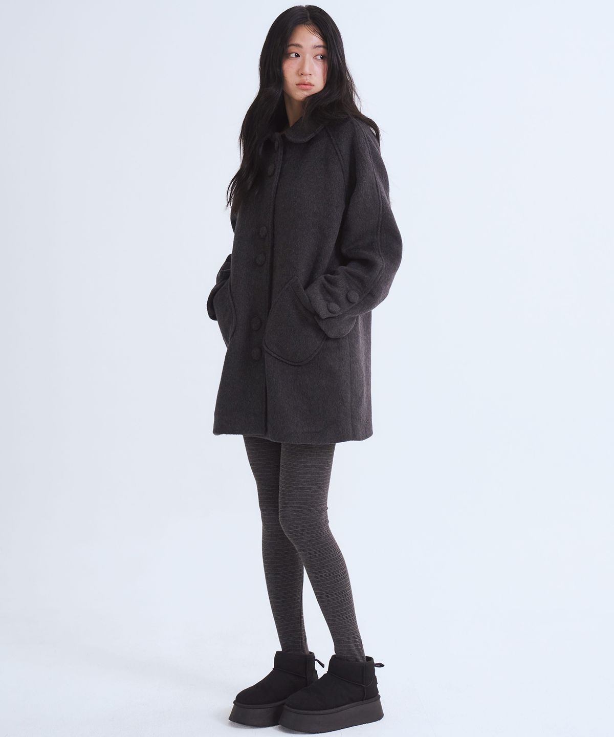 오피쉬(OAFISH) Striped Leggings, Charcoal