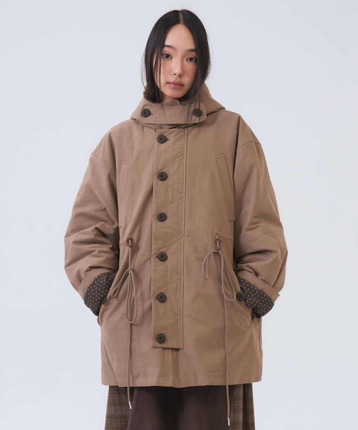 오피쉬(OAFISH) Hooded Field Padding Jacket, Brown