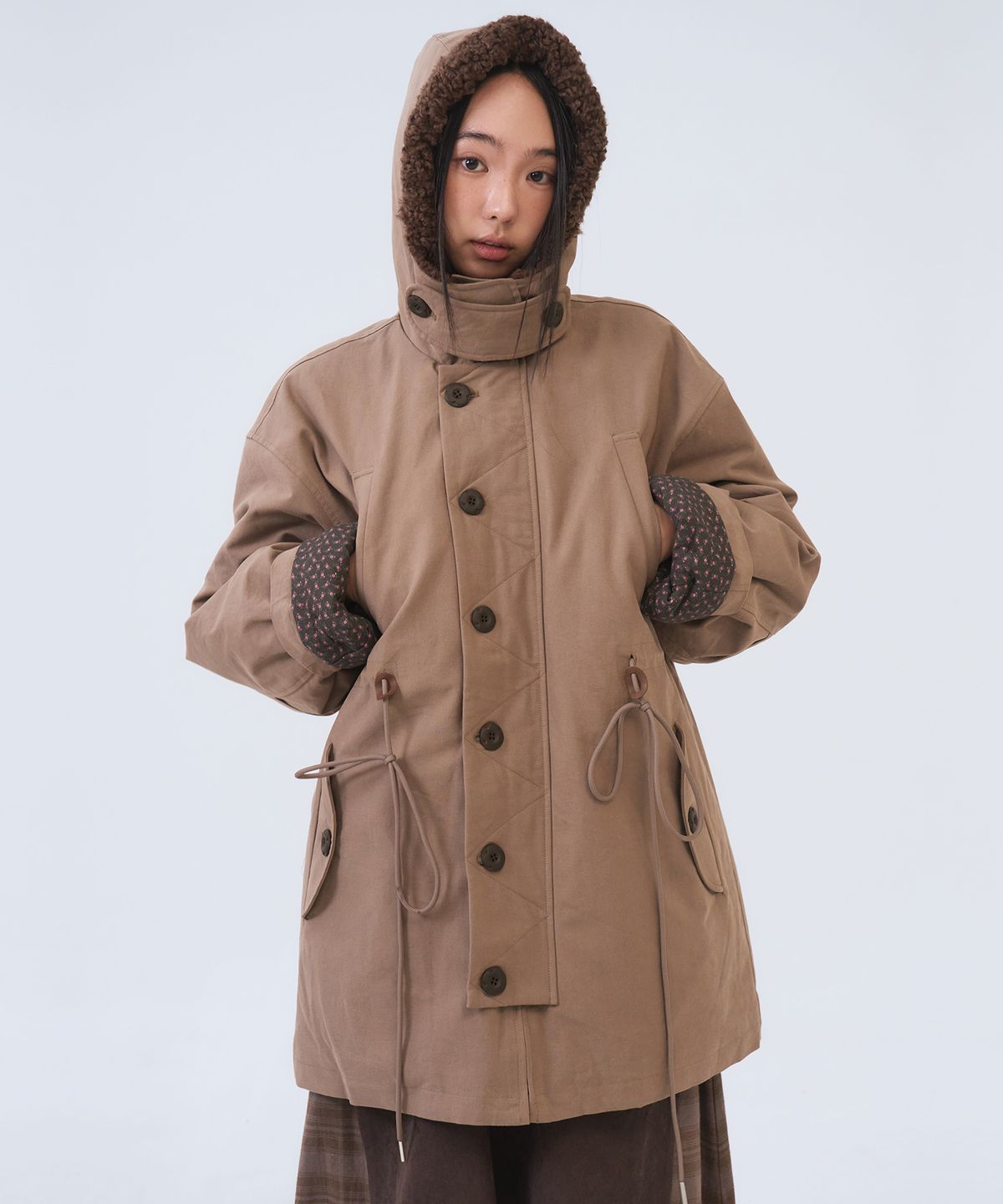 오피쉬(OAFISH) Hooded Field Padding Jacket, Brown