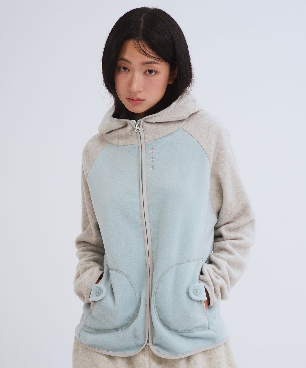 오피쉬(OAFISH) Button Fleece Hoodie Zip-up, Mint