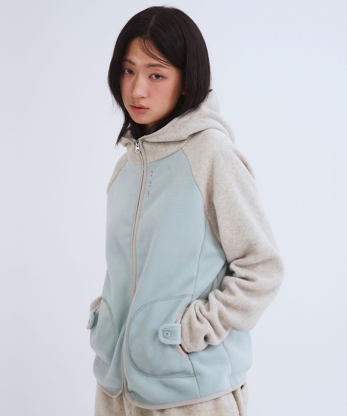오피쉬(OAFISH) Button Fleece Hoodie Zip-up, Mint