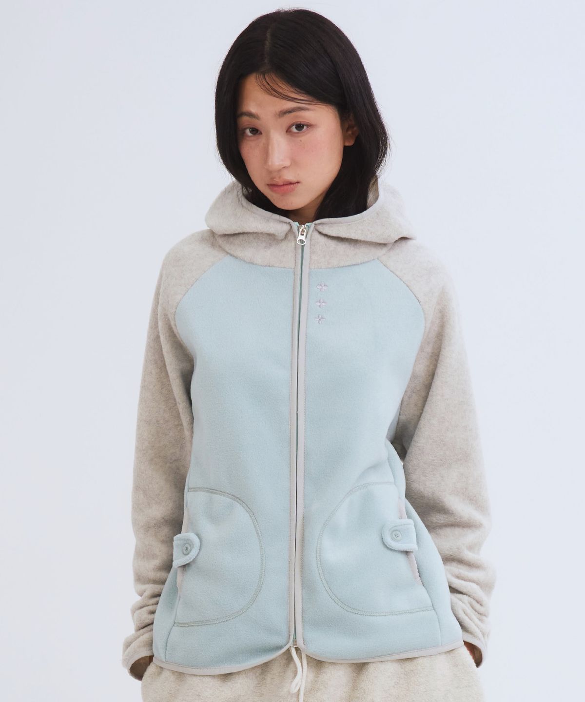 오피쉬(OAFISH) Button Fleece Hoodie Zip-up, Mint