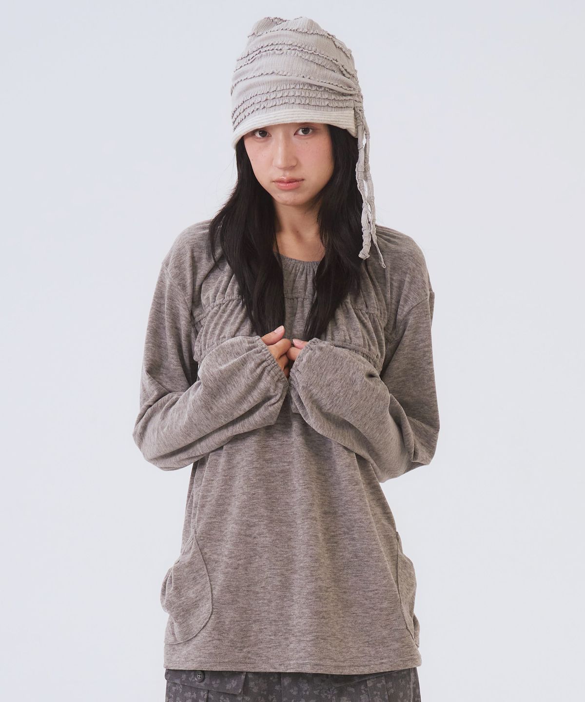 오피쉬(OAFISH) Shirring Pocket Longsleeve, Gray
