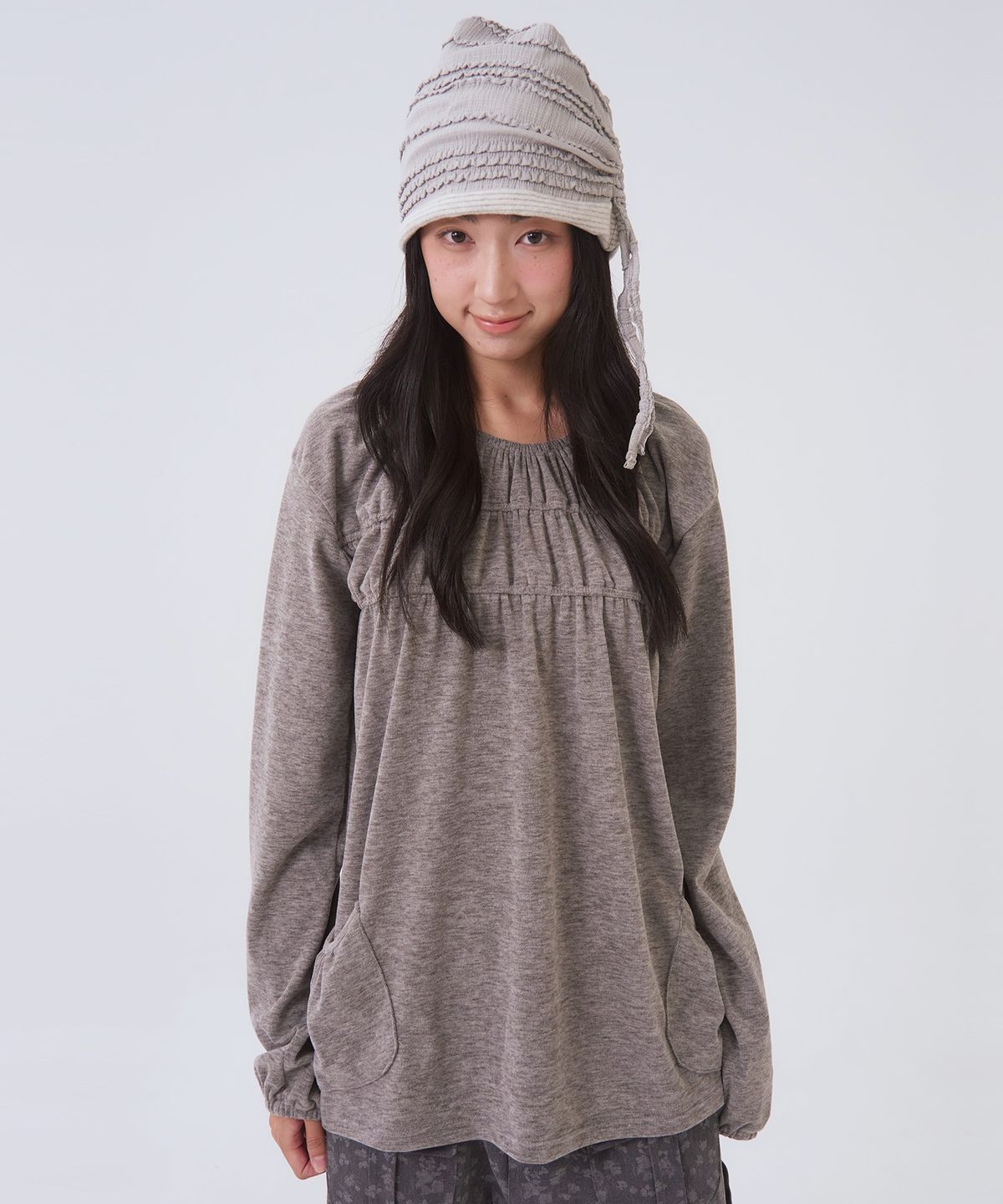 오피쉬(OAFISH) Shirring Pocket Longsleeve, Gray