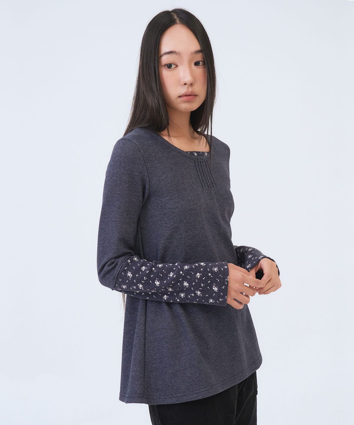 오피쉬(OAFISH) Pintuck Color-block Long Sleeves, Navy