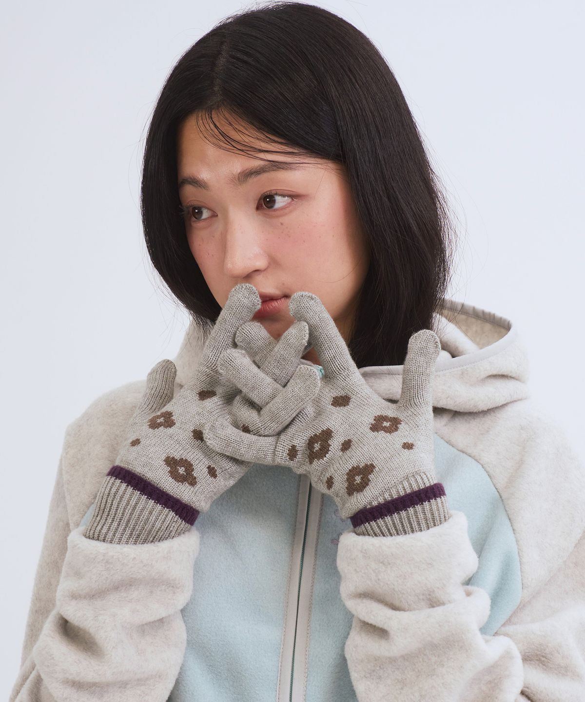 오피쉬(OAFISH) Flower Dot Roll-Up Gloves, Mint