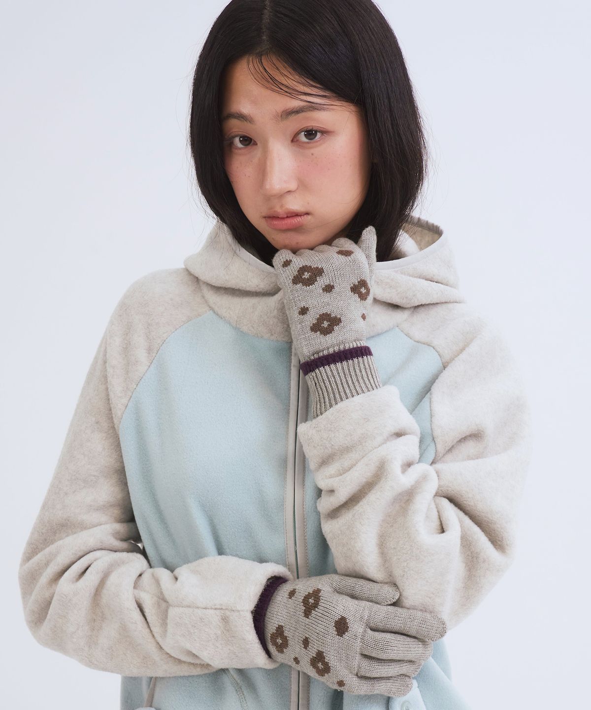 오피쉬(OAFISH) Flower Dot Roll-Up Gloves, Mint