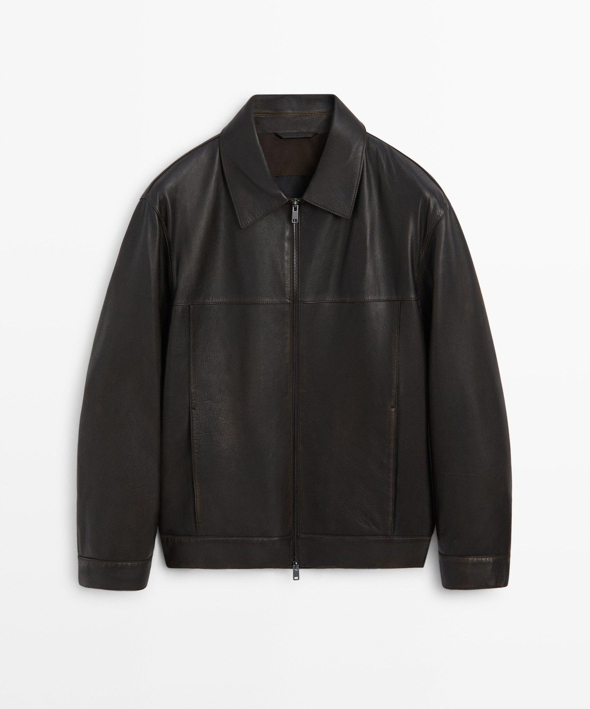 마시모두띠(MASSIMO DUTTI) 나파 가죽 칼라 디테일 자켓