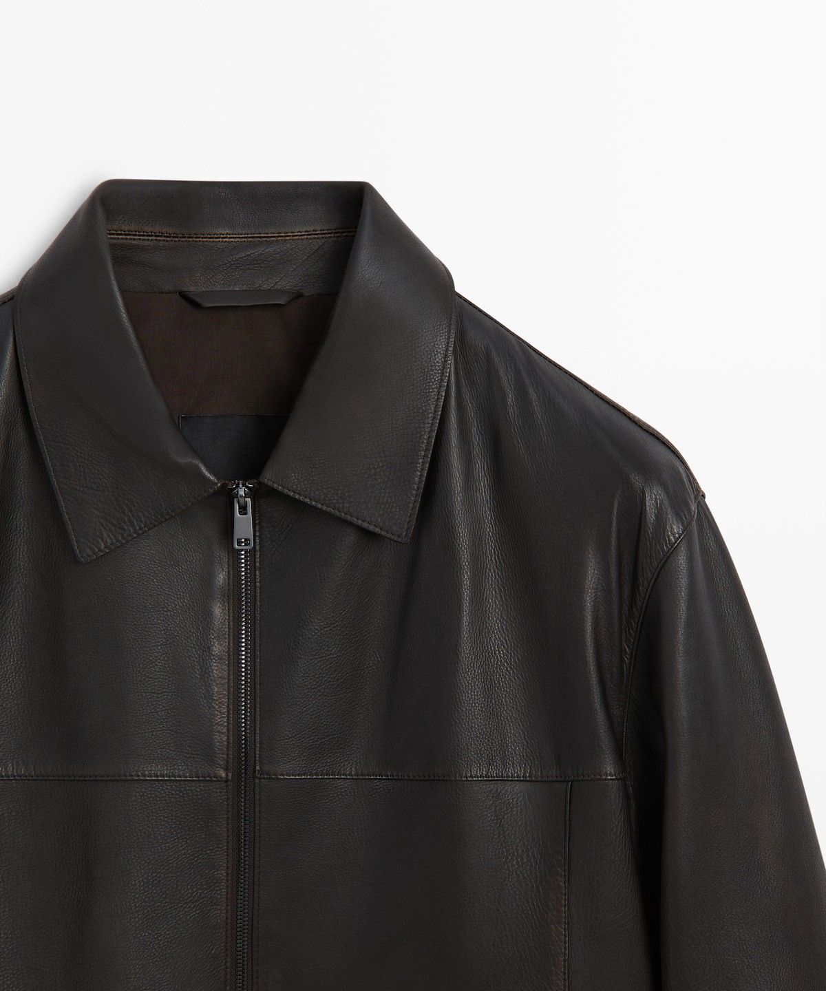 마시모두띠(MASSIMO DUTTI) 나파 가죽 칼라 디테일 자켓