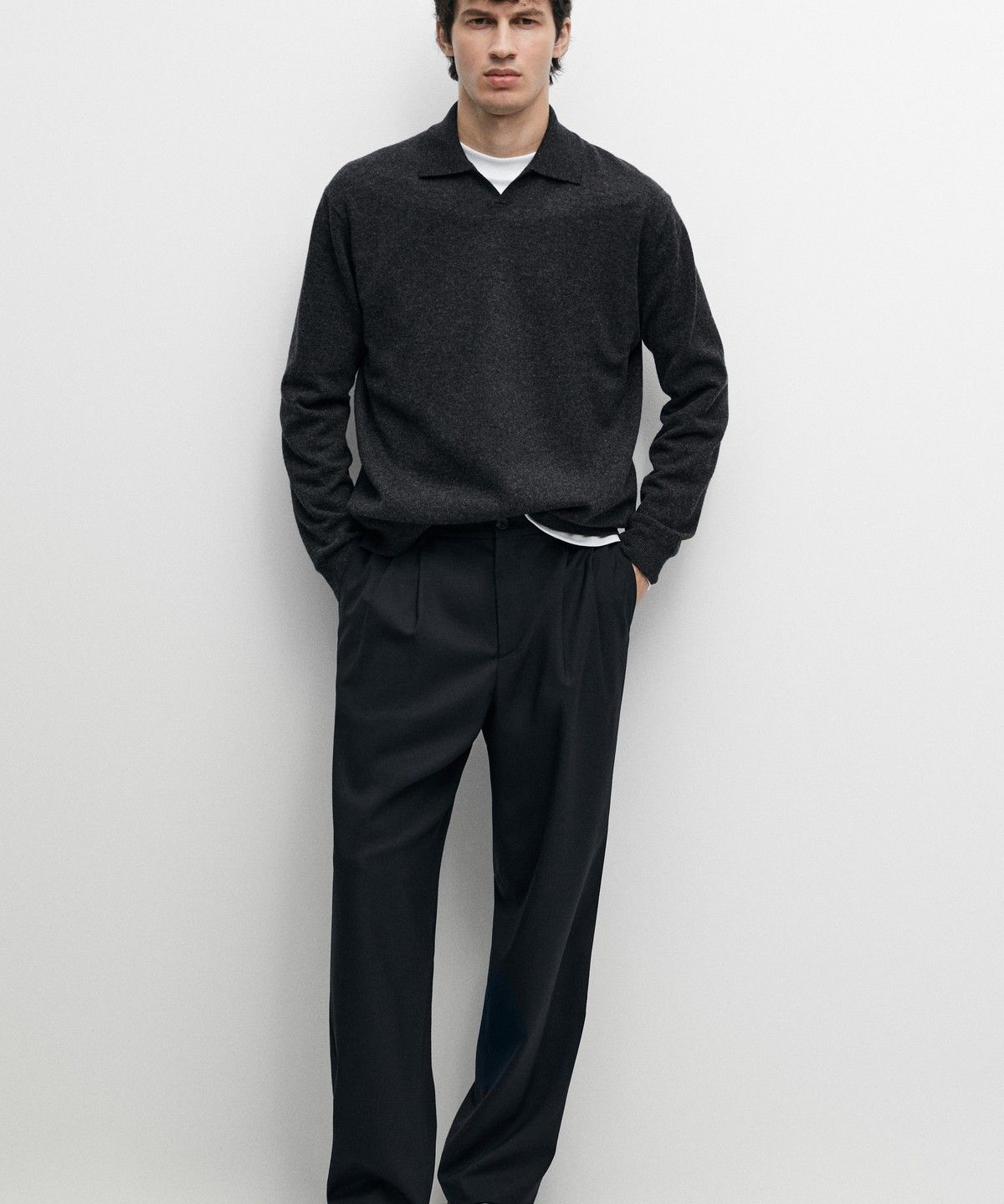 마시모두띠(MASSIMO DUTTI) 100% 울 니트 폴로 스웨터