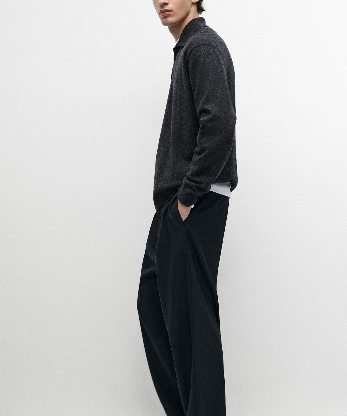 마시모두띠(MASSIMO DUTTI) 100% 울 니트 폴로 스웨터