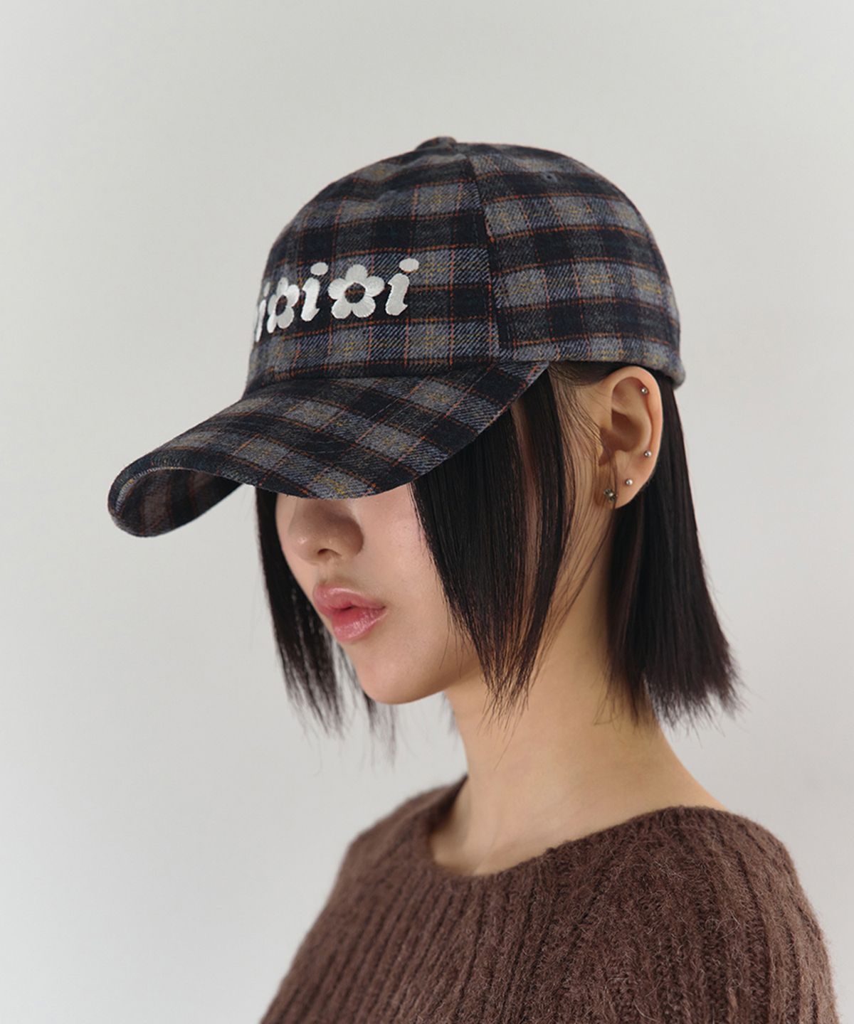 키미미(KIMIMI) 마크 볼캡 블루 체크