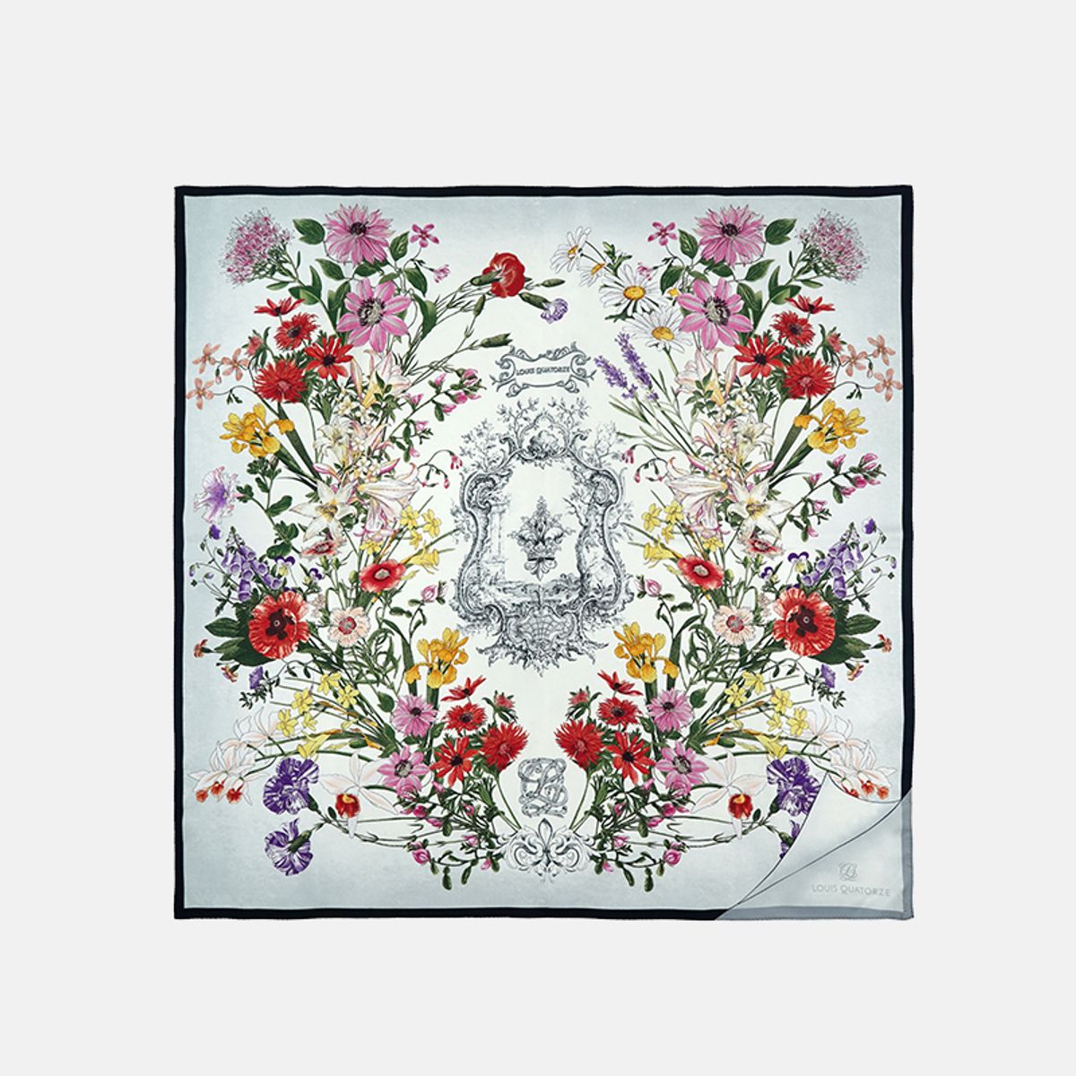 루이까또즈스카프(LOUIS QUATORZE SCARF) 로얄가든더블 실크 사각 스카프 1BSS179