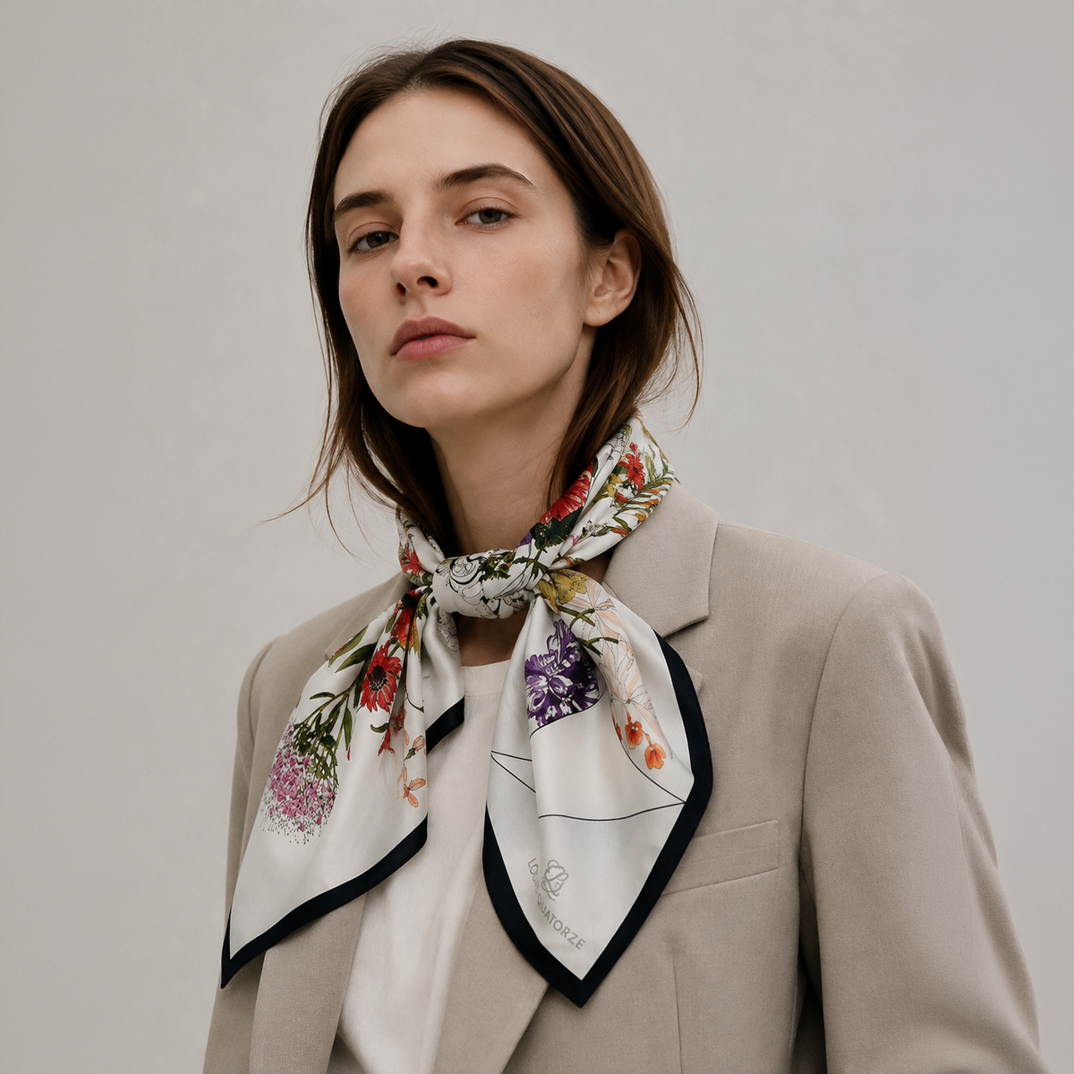 루이까또즈스카프(LOUIS QUATORZE SCARF) 로얄가든더블 실크 사각 스카프 1BSS179