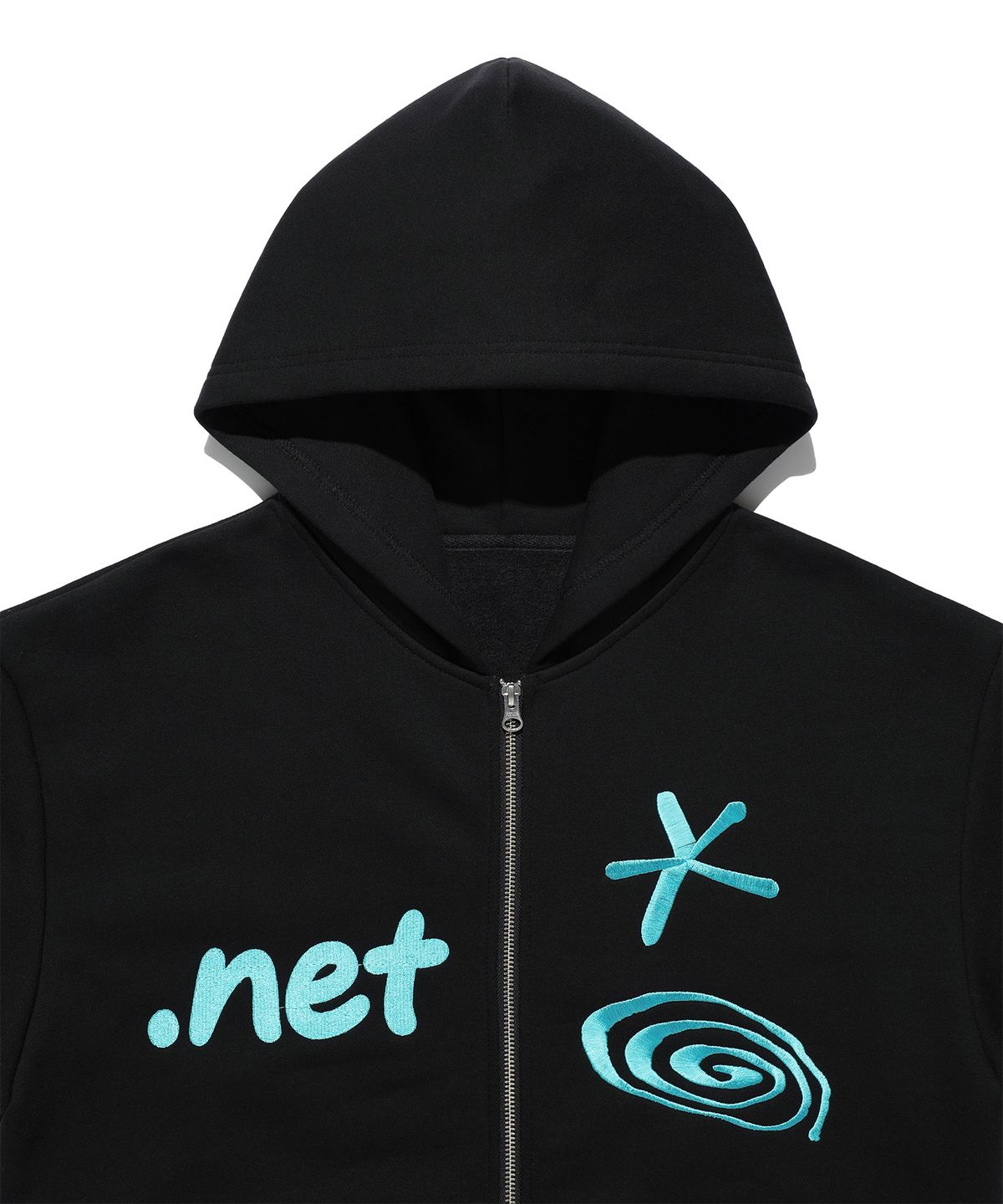 이지이지이지(EASYEASYEASY) Net Coil Zip Hoodie Black