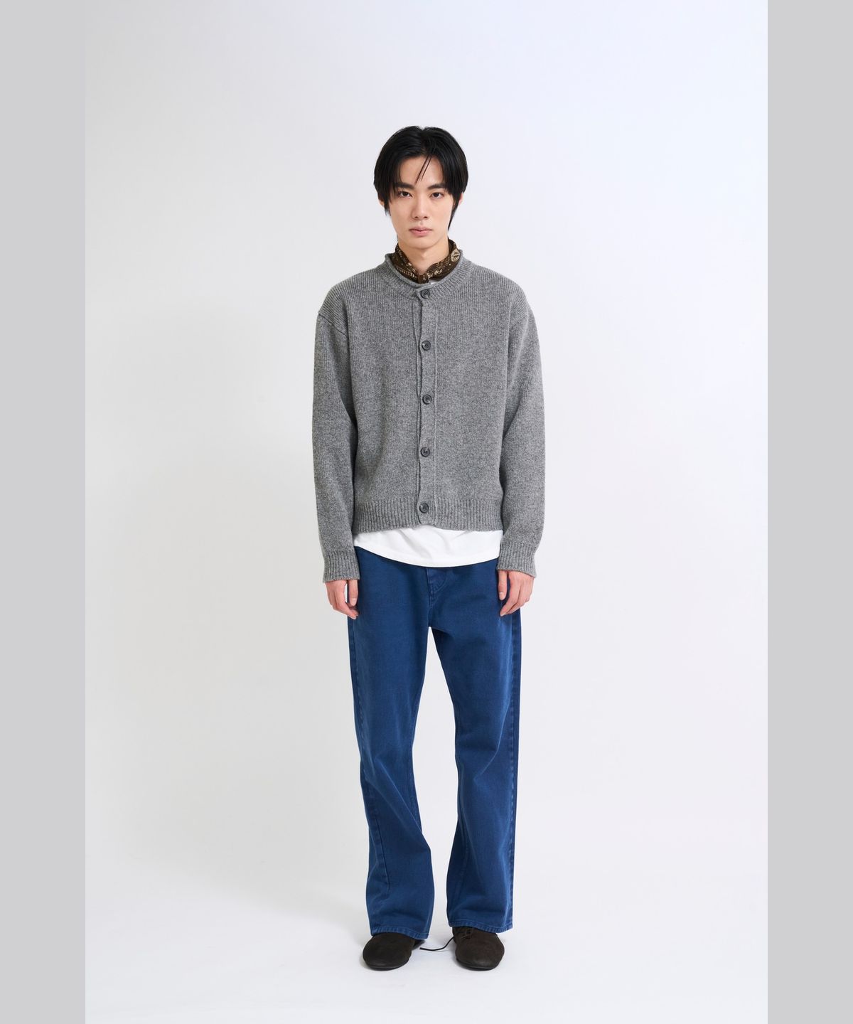 더씽인데어데어(THE THING IN THEIR THERE) Rolled-Edge Shetland Cardigan Melange