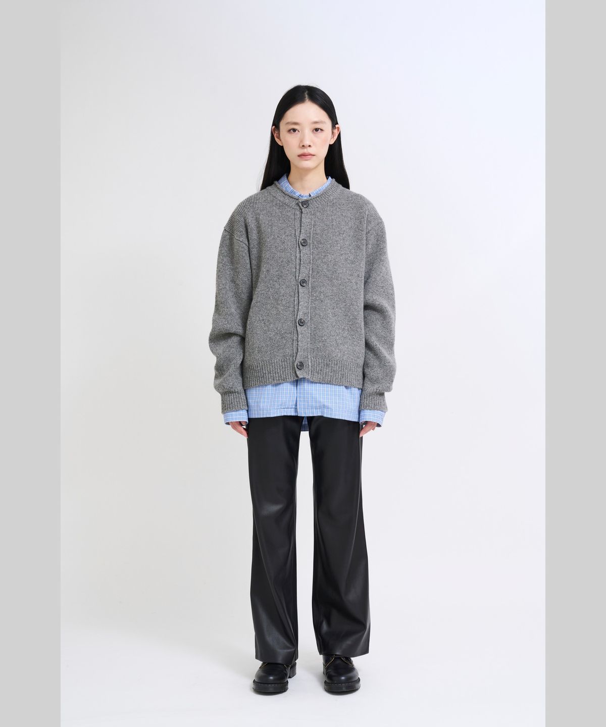 더씽인데어데어(THE THING IN THEIR THERE) Rolled-Edge Shetland Cardigan Melange