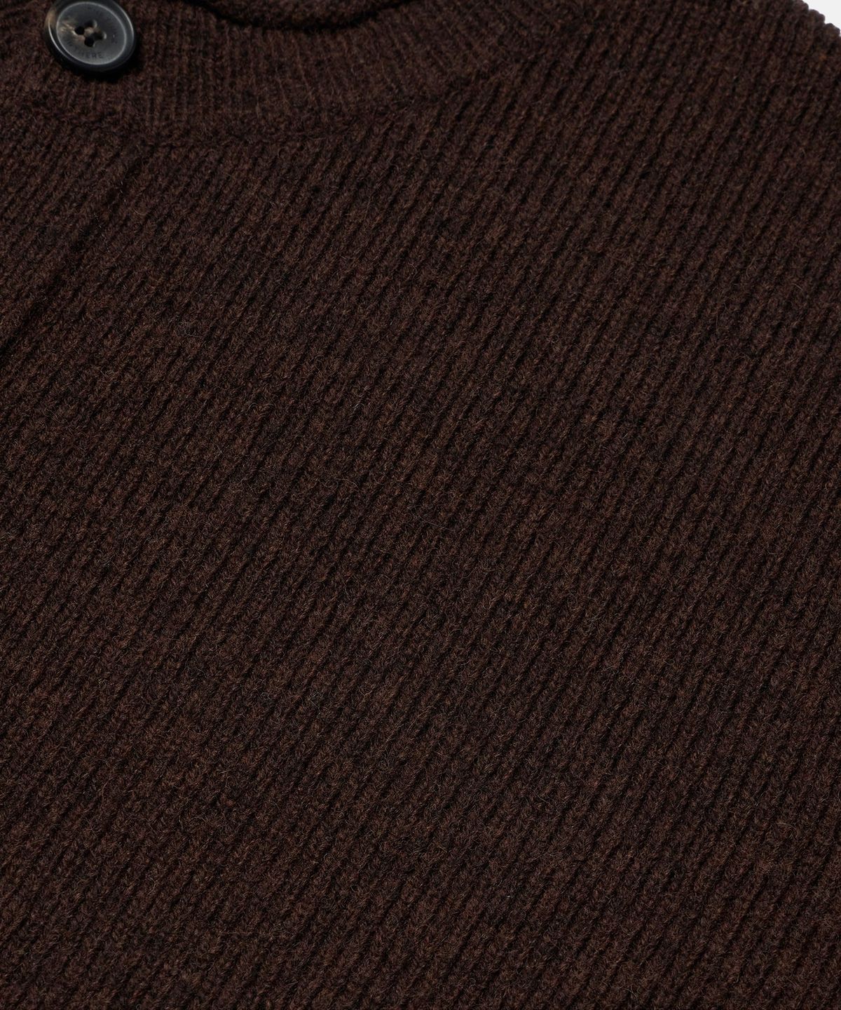 더씽인데어데어(THE THING IN THEIR THERE) Rolled-Edge Shetland Cardigan Brown