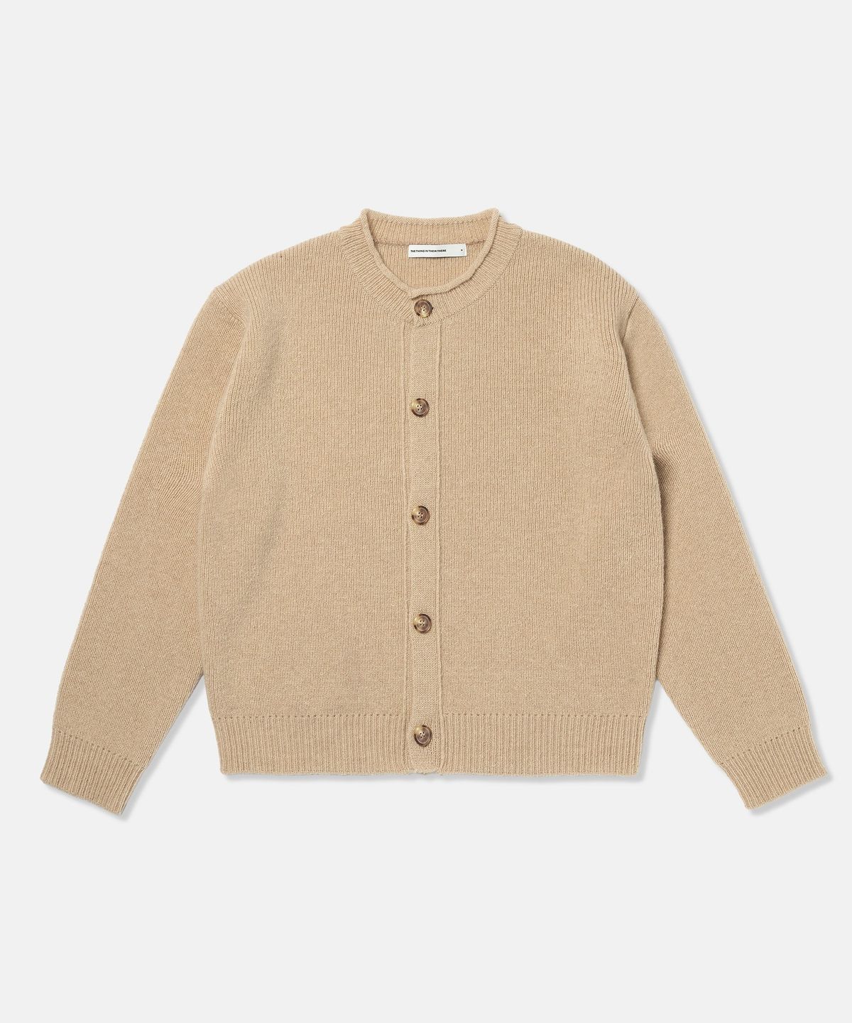 더씽인데어데어(THE THING IN THEIR THERE) Rolled-Edge Shetland Cardigan Sand