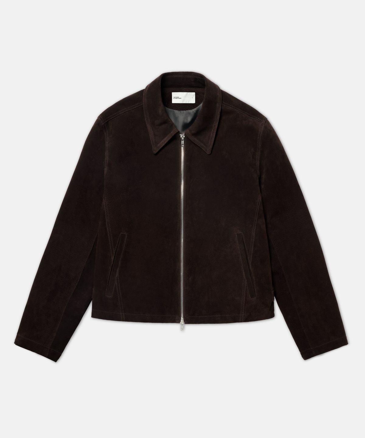 더씽인데어데어(THE THING IN THEIR THERE) Cropped Suede Zip Jacket Brown
