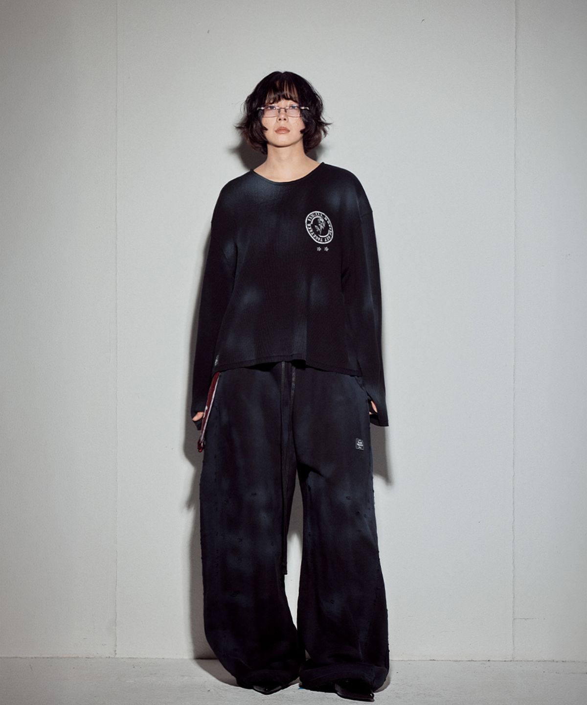 뭉(MWOONG) Gathering heavy waffle LS-BK dirty