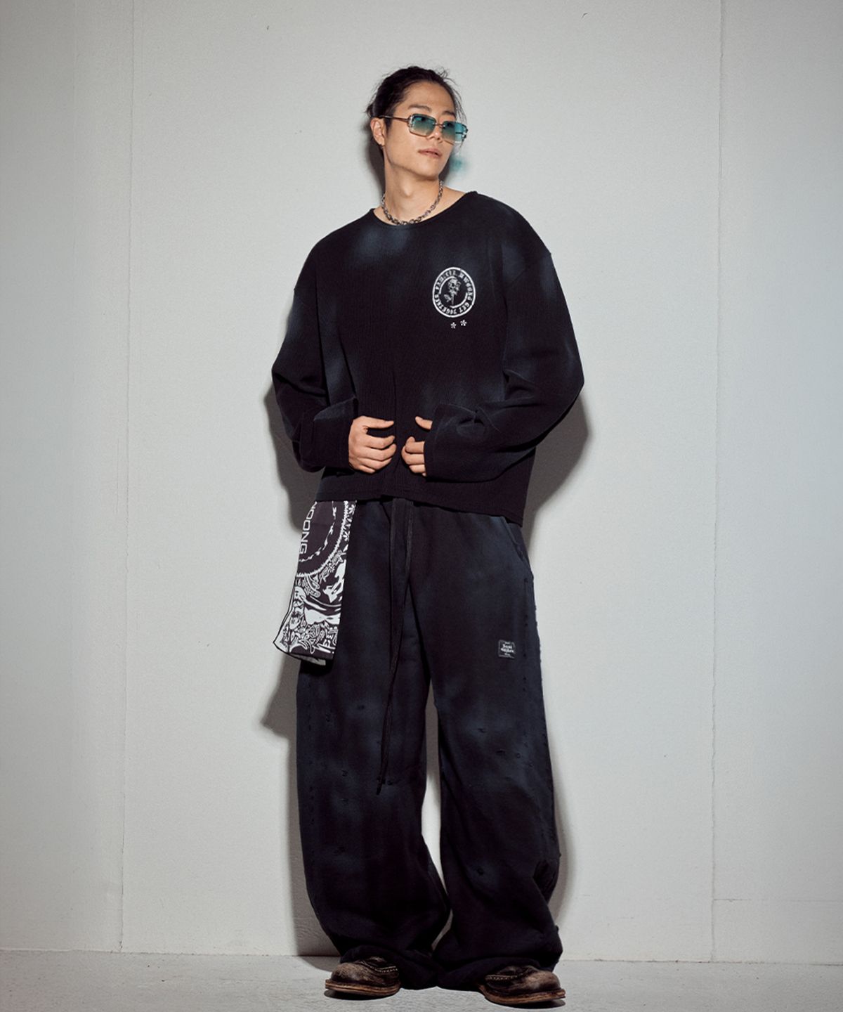 뭉(MWOONG) Gathering heavy waffle LS-BK dirty