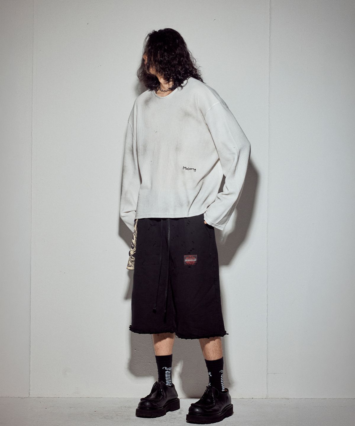 뭉(MWOONG) VTG printing heavy waffle LS-IV dirty