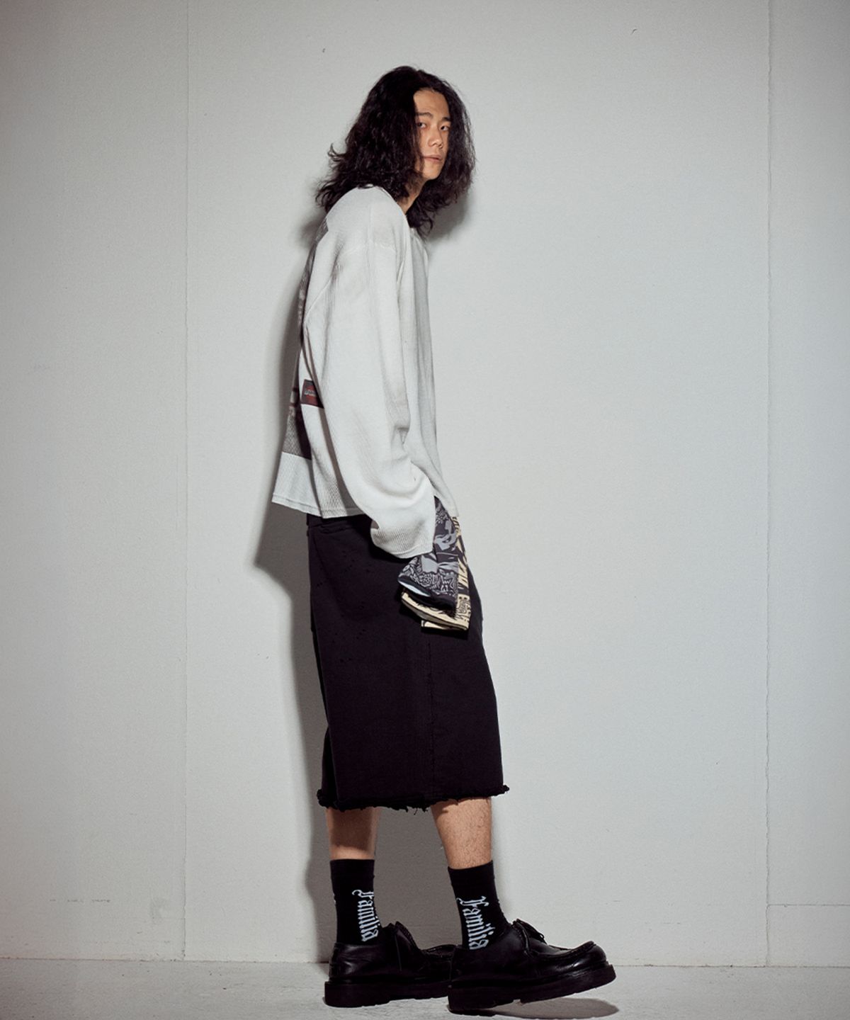 뭉(MWOONG) VTG printing heavy waffle LS-IV dirty