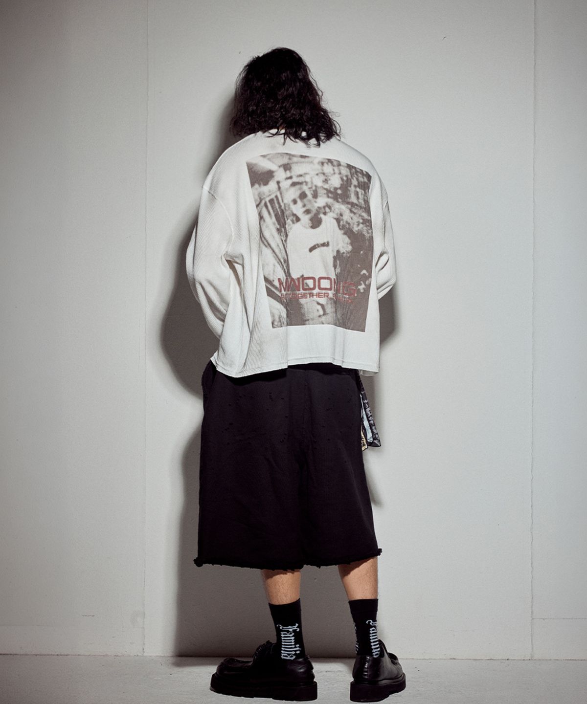 뭉(MWOONG) VTG printing heavy waffle LS-IV dirty