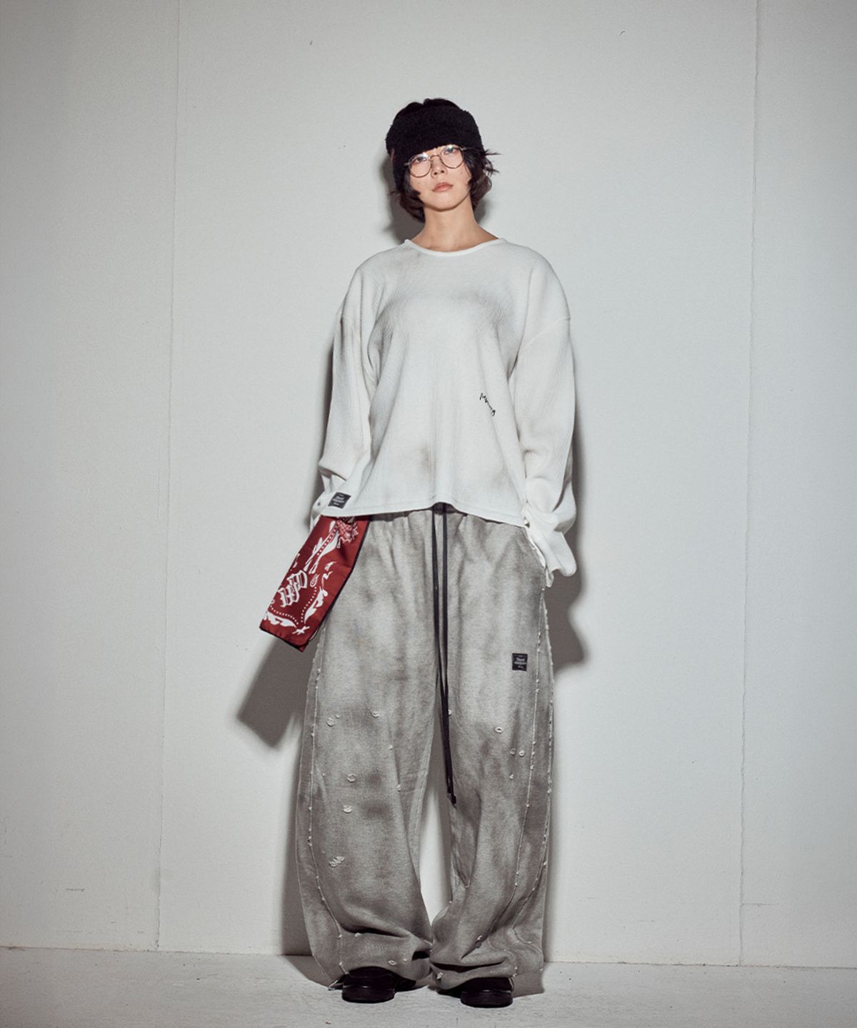 뭉(MWOONG) VTG printing heavy waffle LS-IV dirty