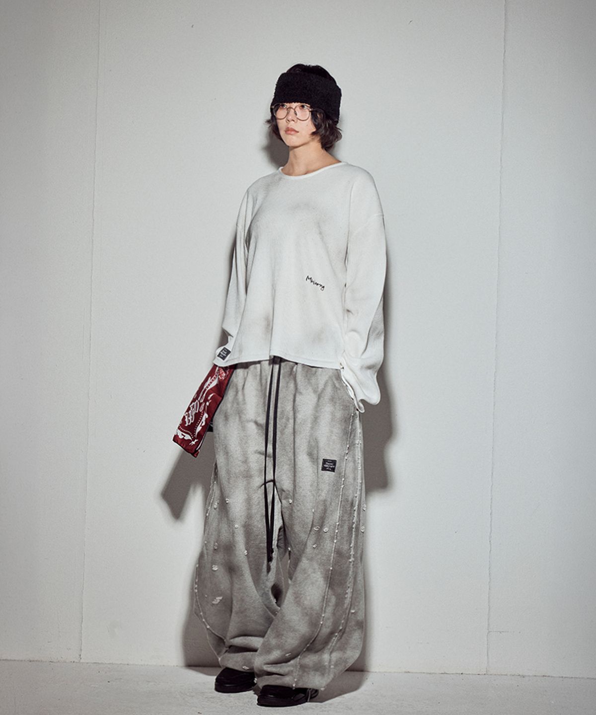 뭉(MWOONG) VTG printing heavy waffle LS-IV dirty