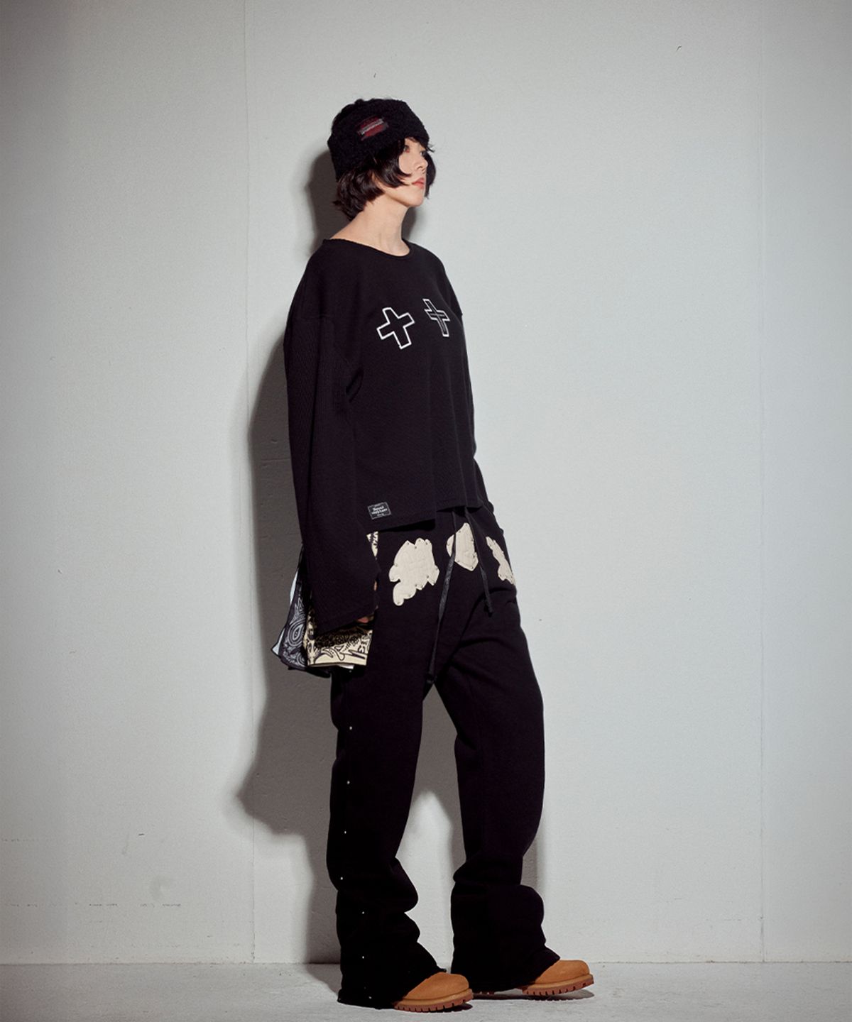 뭉(MWOONG) Cross heavy waffle LS-BK