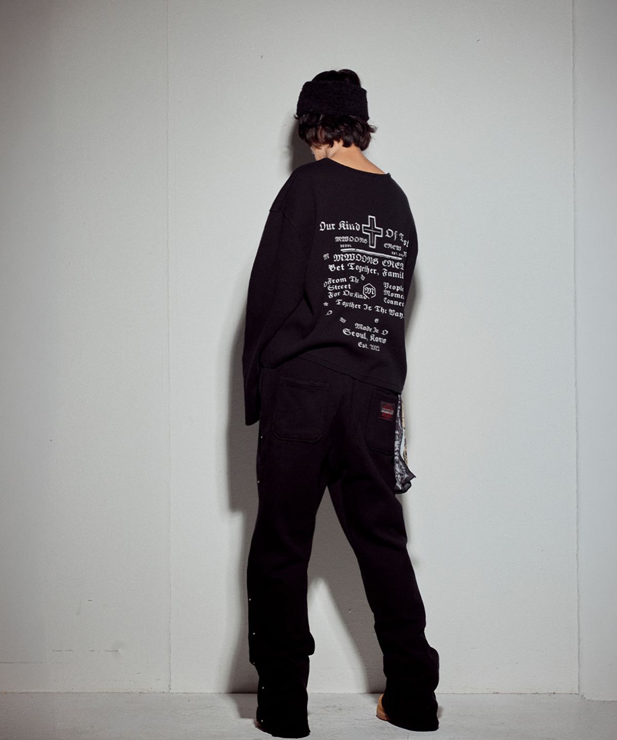뭉(MWOONG) Cross heavy waffle LS-BK