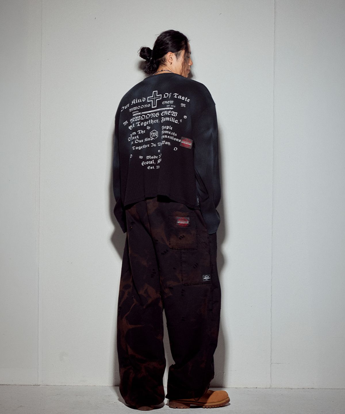 뭉(MWOONG) Cross heavy waffle LS-BK dirty