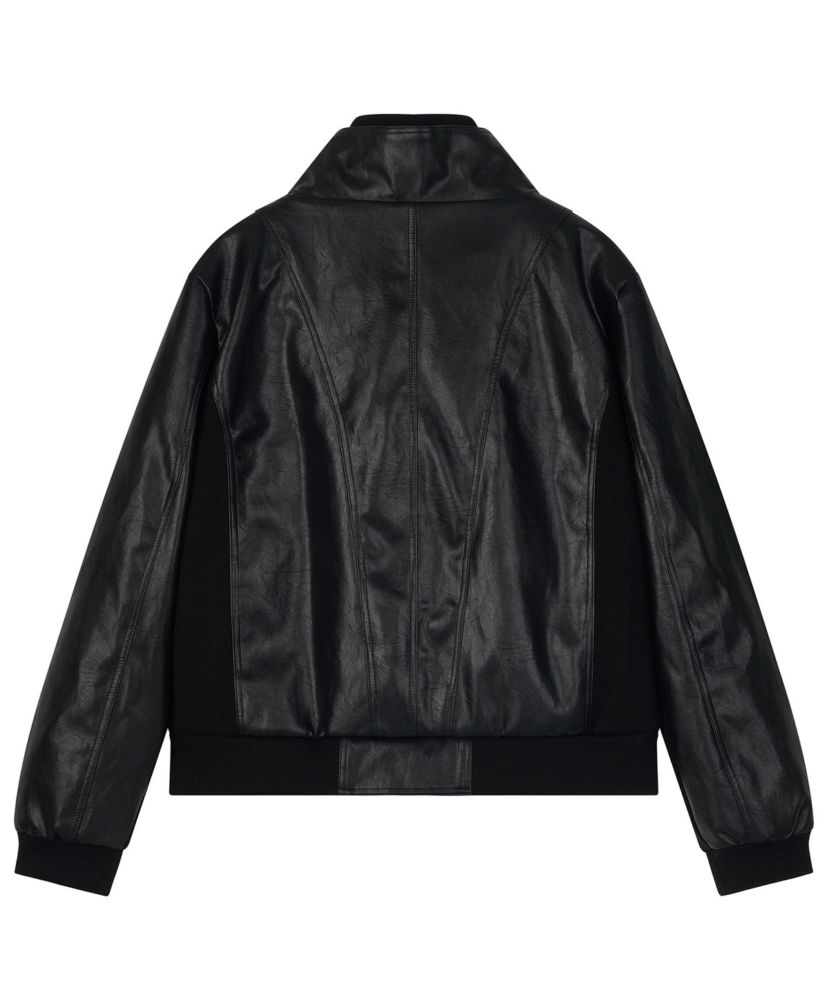 하프앤하프(HALF AND HALF) LAYERED 4-ZIPPER LEATHER HIGH-NECK ZIP-UP
