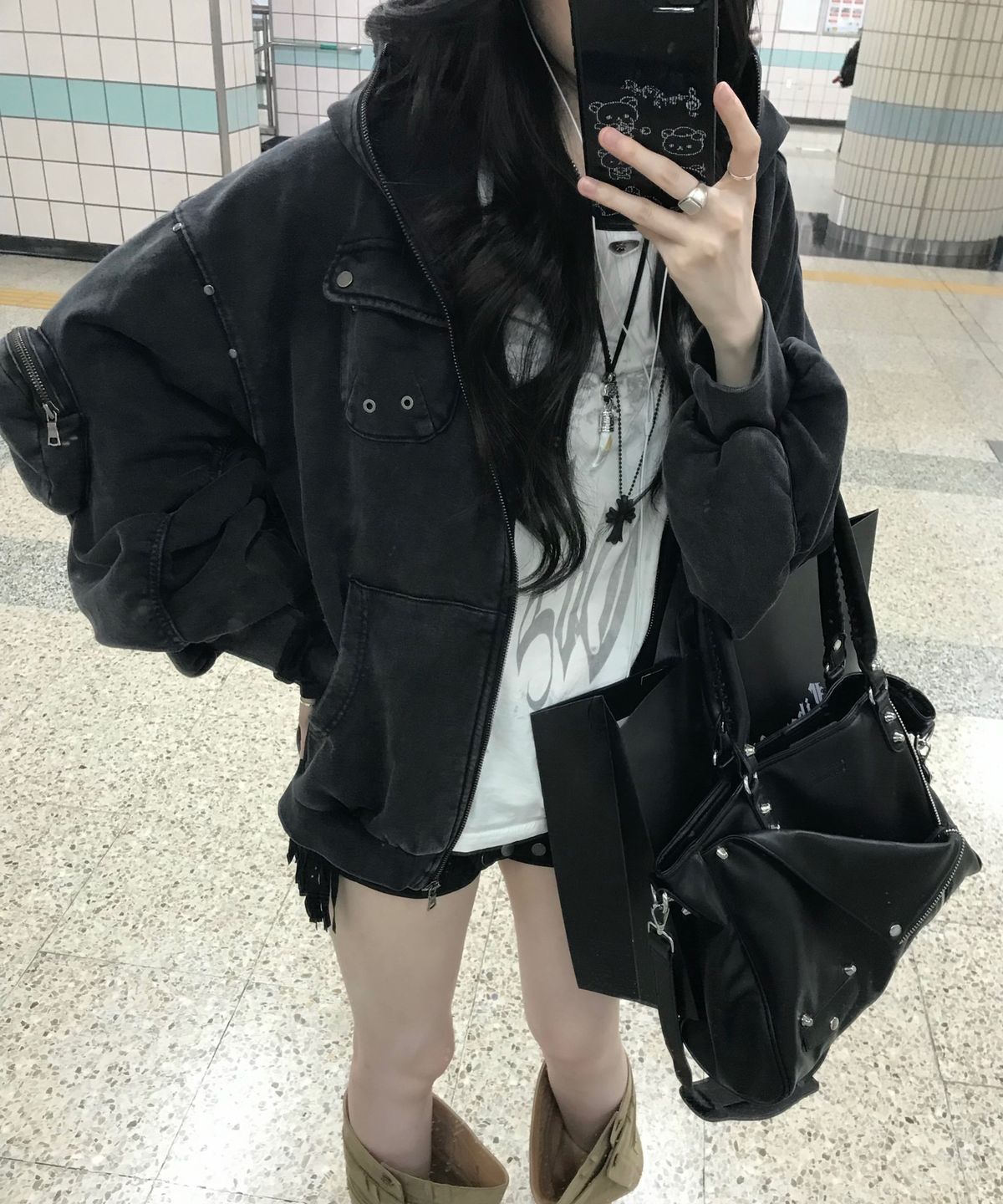 리버뉴스(LIBERALNEWS) RUCHED DISTORTED SLEEVE Zip Hoodie_GRAY