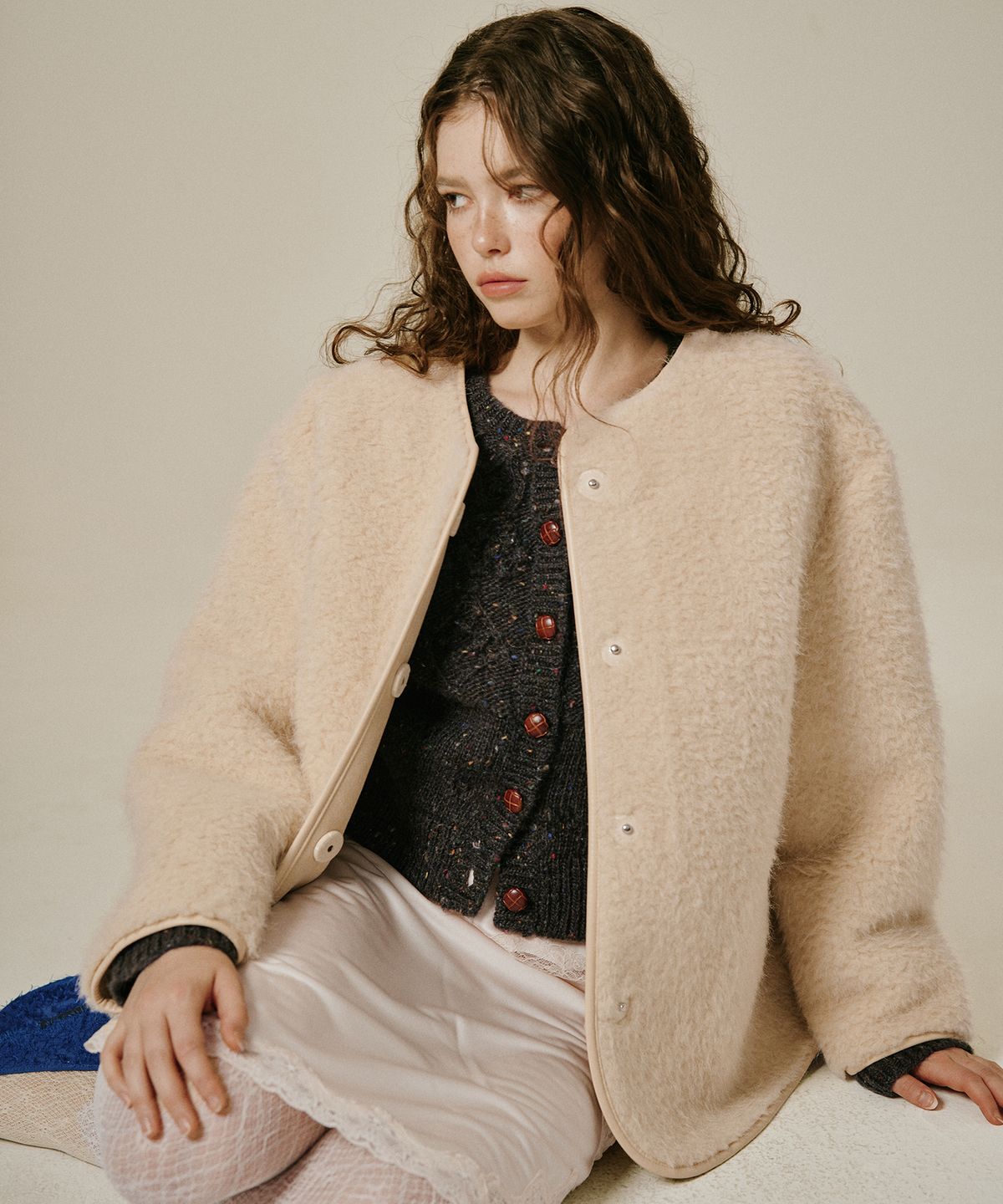 그린버터(GREENBUTTER) Shearling Suede Jacket (Butter Yellow)