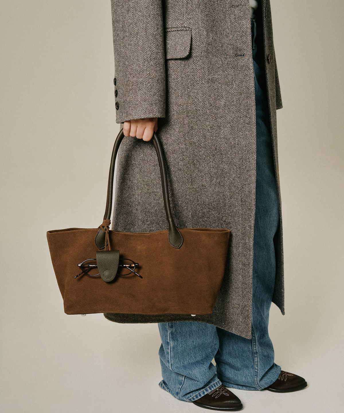 그린버터(GREENBUTTER) Handmade Herringbone Long Coat (Brown)