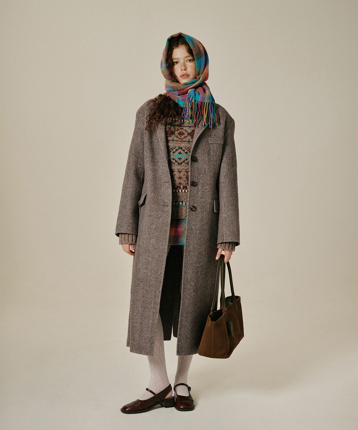 그린버터(GREENBUTTER) Wool Multi Check Skirt (Multi)