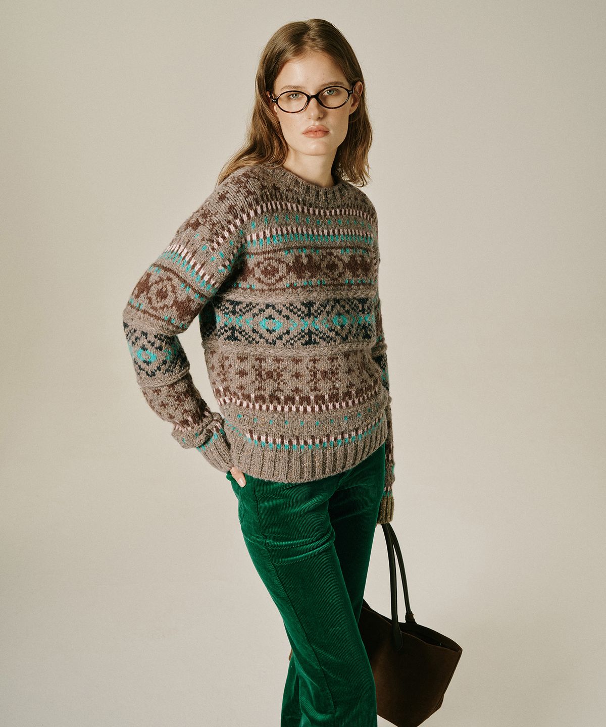 그린버터(GREENBUTTER) Fleece-Lined Corduroy Bootcut Pants (Green)