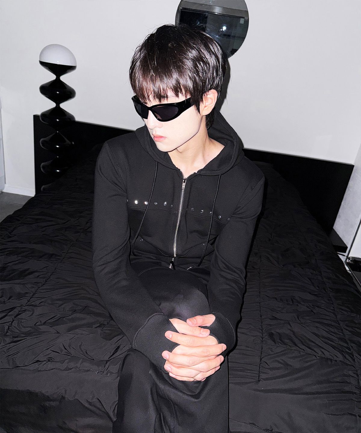 모어댄블랙(MORE THAN BLACK) BIKER ZIP UP HOOD JACKET