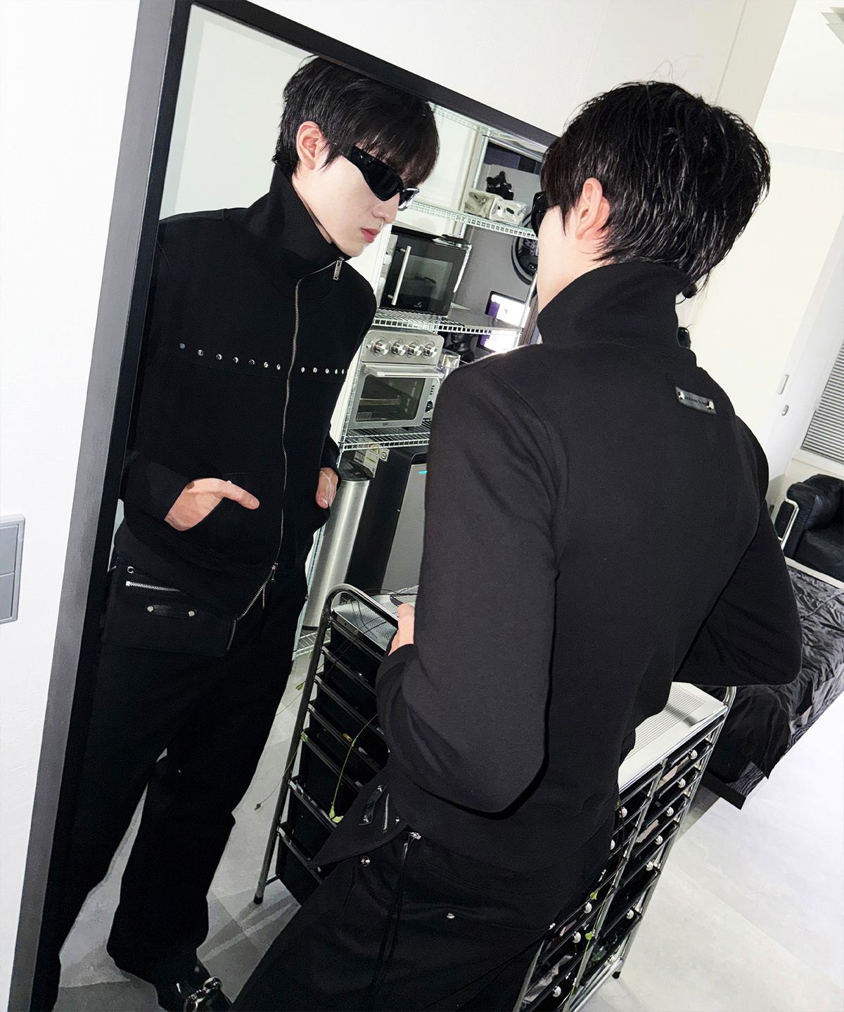 모어댄블랙(MORE THAN BLACK) BIKER ZIP UP POLA JACKET