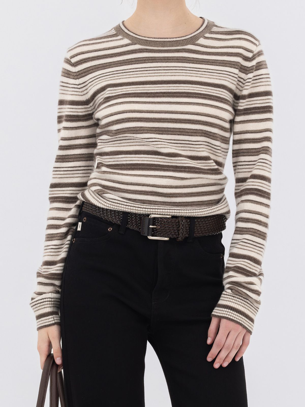 글로니(GLOWNY) G TWIST LEATHER BELT (DARK BROWN)
