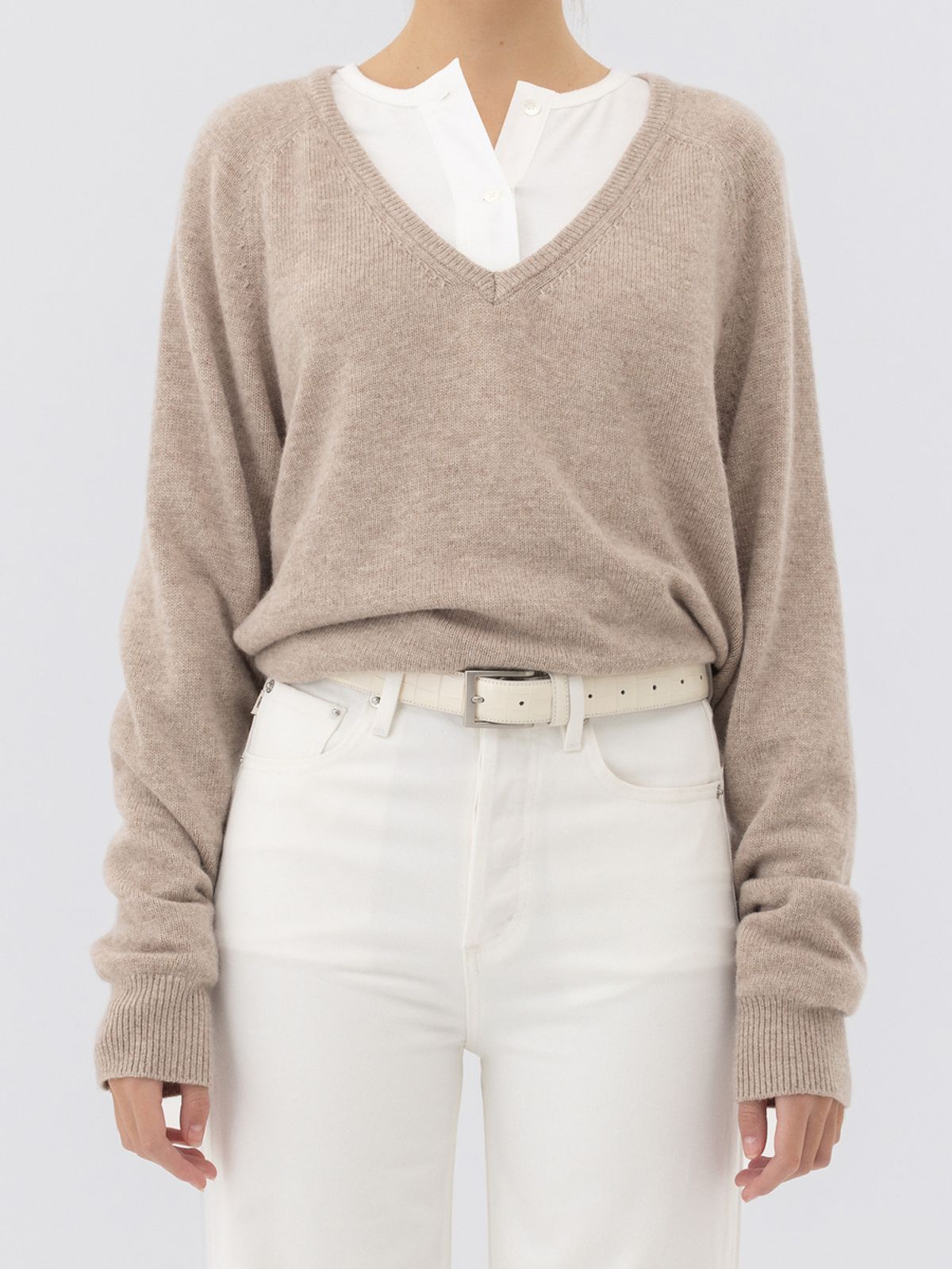 글로니(GLOWNY) G CRACK LEATHER BELT (IVORY)