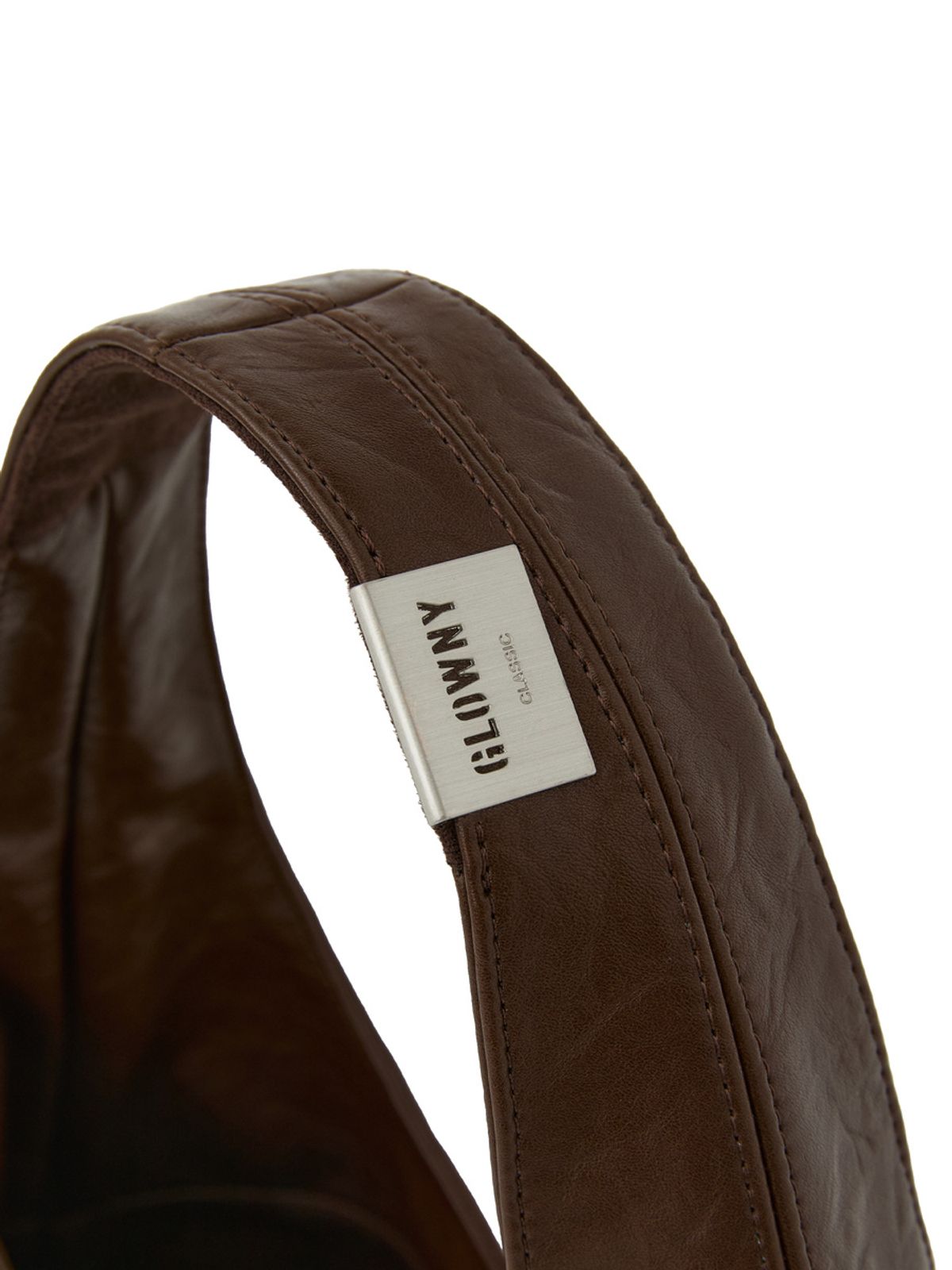 글로니(GLOWNY) G LEATHER HALF SHOULDER BAG (BROWN)