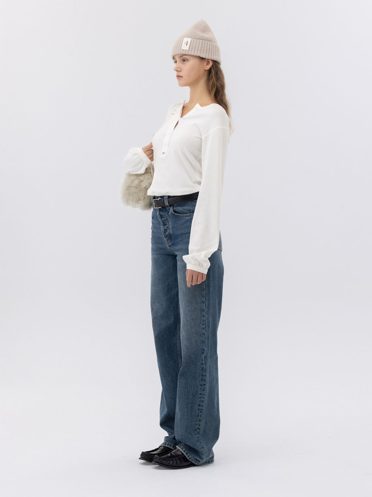 글로니(GLOWNY) THE LINDA HIGH WAIST WIDE JEANS (OCEAN BLUE)