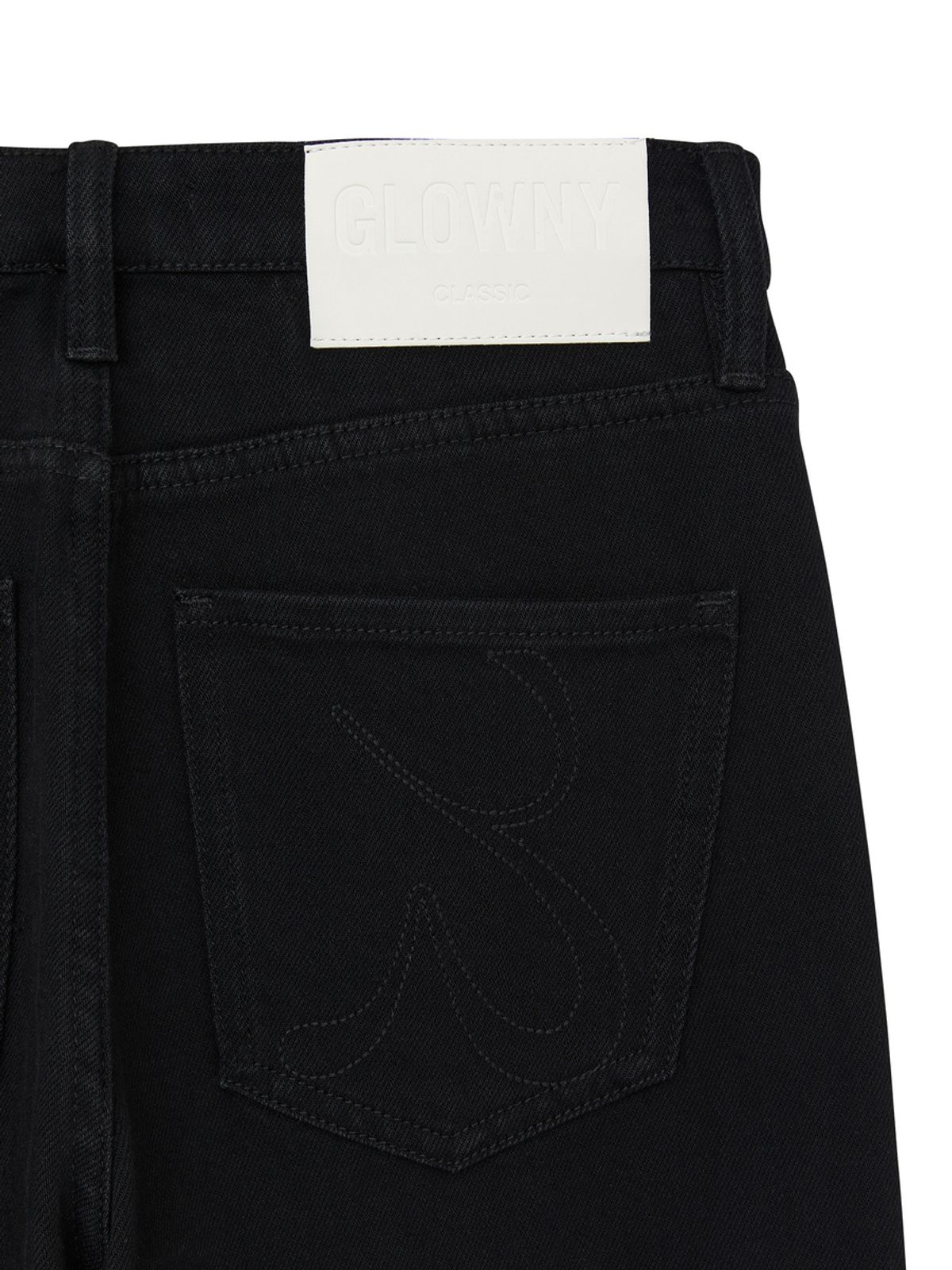 글로니(GLOWNY) 90s HIGH RISE WIDE LEG JEANS (SHORT) (BLACK)