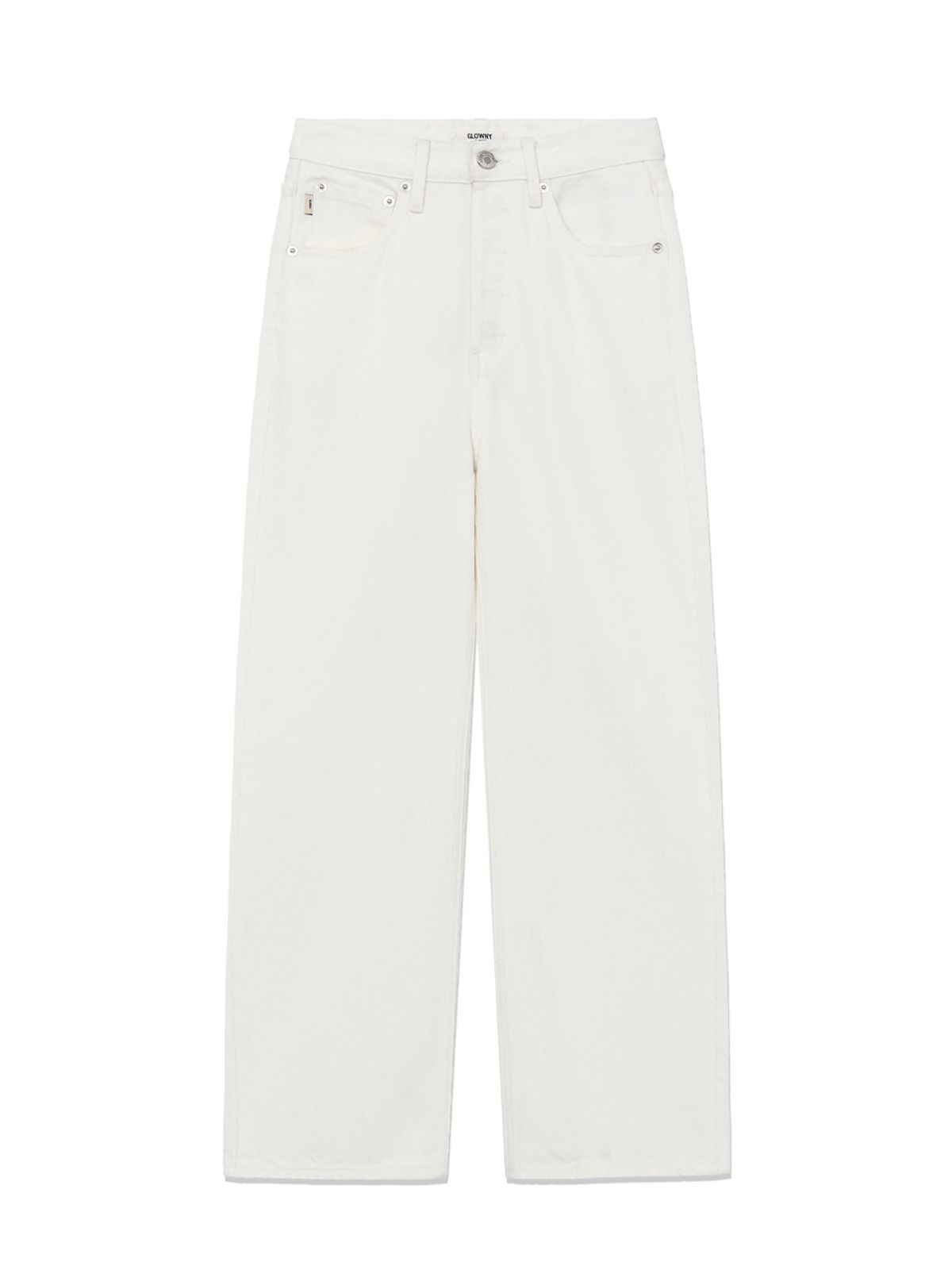 글로니(GLOWNY) 90s HIGH RISE WIDE LEG JEANS (SHORT) (WHITE)