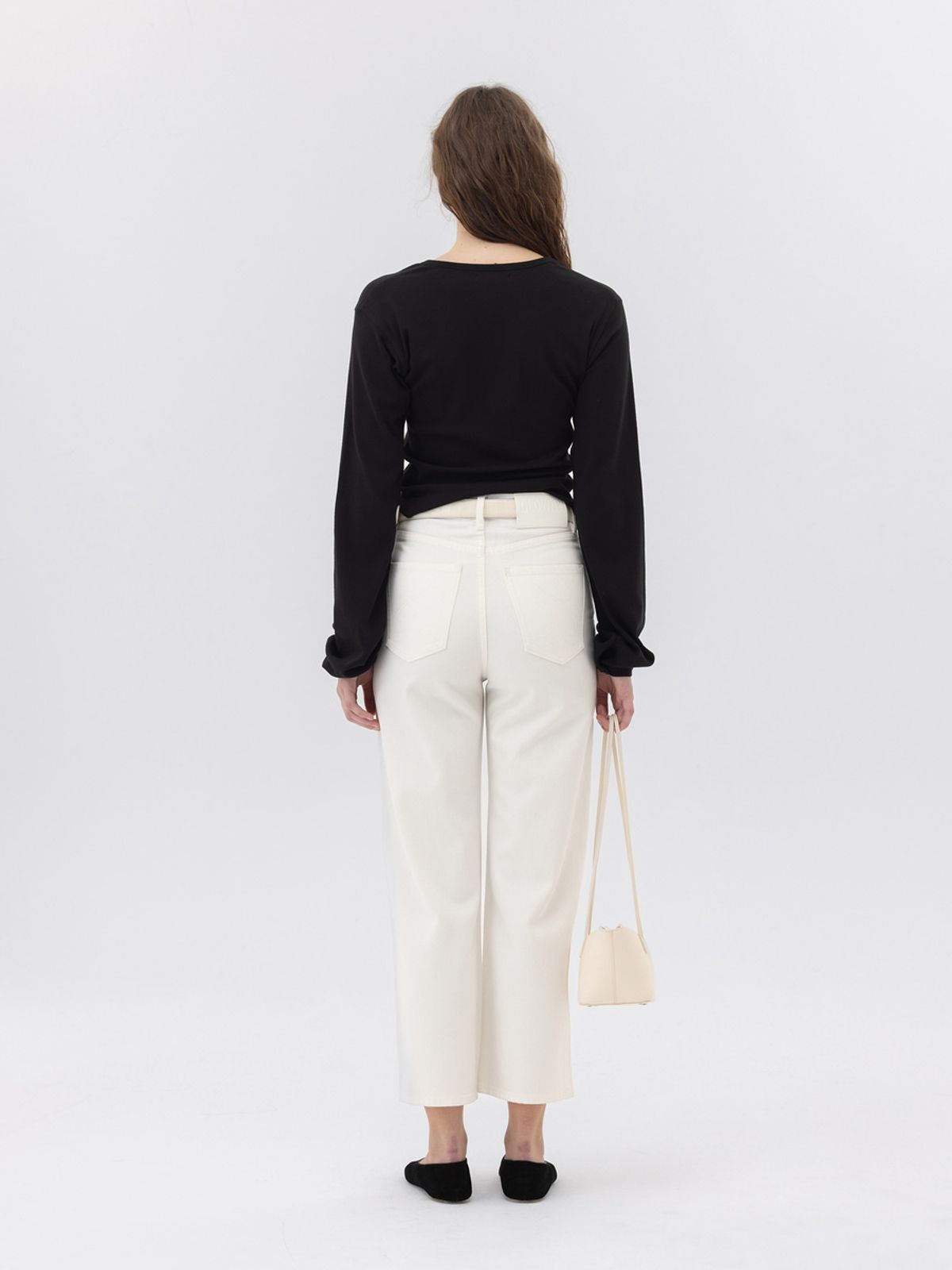 글로니(GLOWNY) 90s HIGH RISE WIDE LEG JEANS (SHORT) (WHITE)
