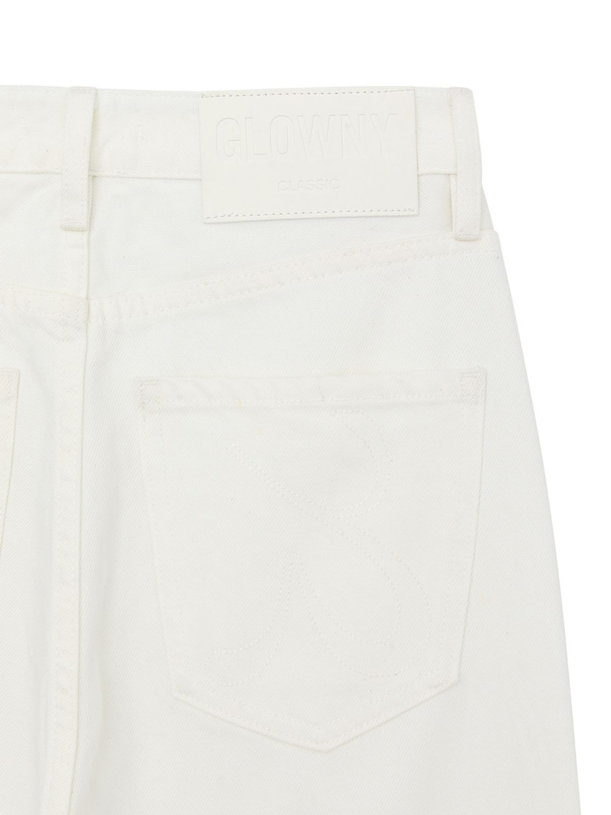 글로니(GLOWNY) 90s HIGH RISE WIDE LEG JEANS (SHORT) (WHITE)